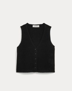 Alternative view of Button-Front Tank in Tape Yarn | Black