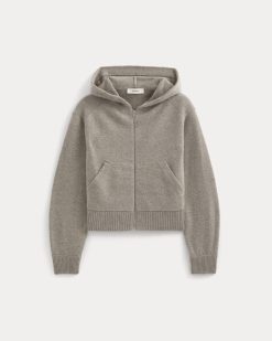 Alternative view of Full-Zip Hoodie in Wool Cashmere | Oatmeal
