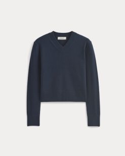 Alternative view of Cashmere Cropped High-V Sweater | Navy