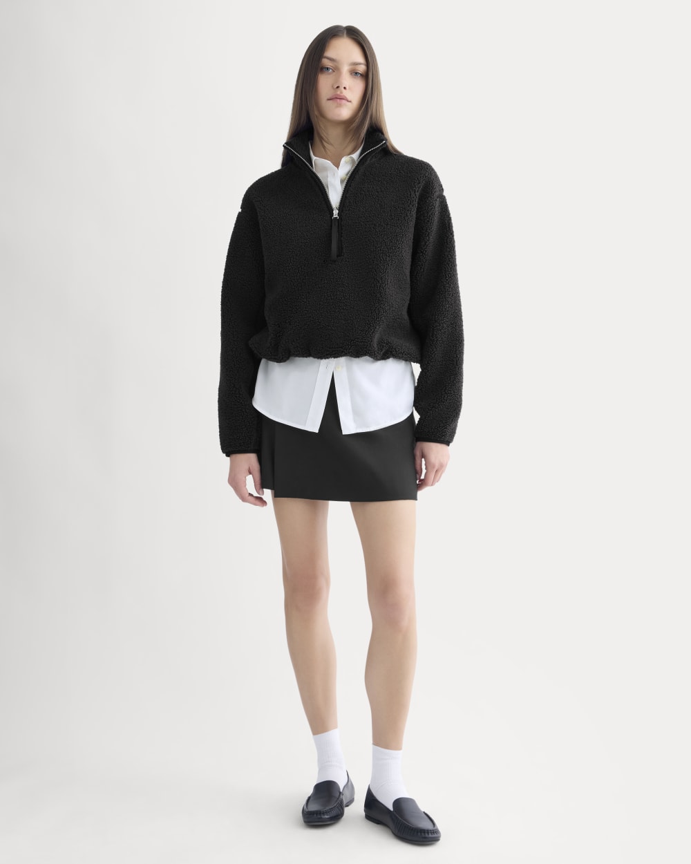 Reversible Teddy Half-Zip Pullover | Black - Image 3