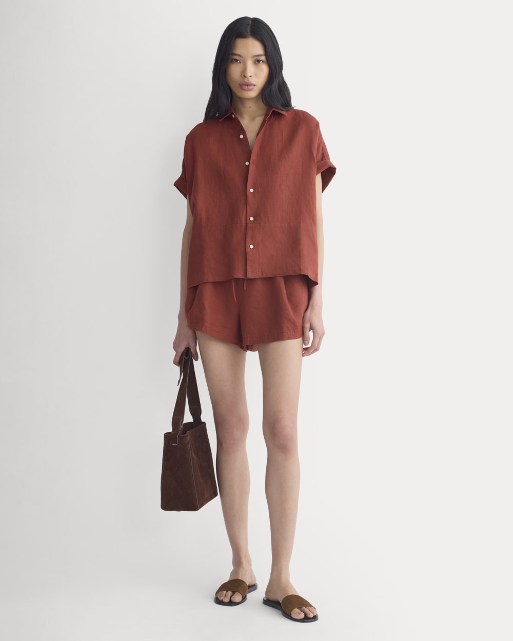 The Boxy Shirt in Linen | Henna Red - Image 3