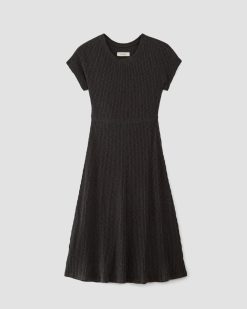 Alternative view of The Rib-Knit Cap-Sleeve Midi Dress | Black
