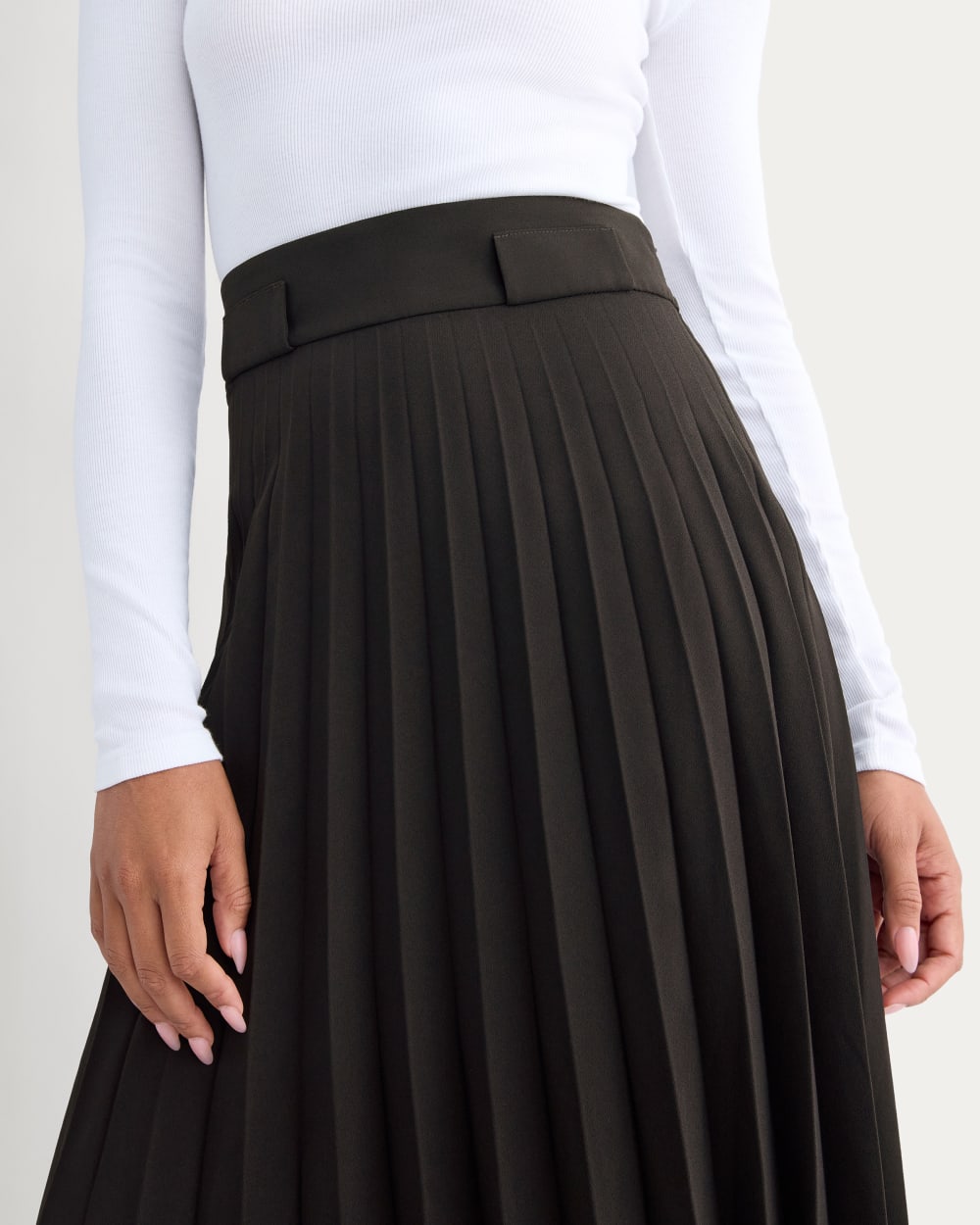 Pleated Crepe Midi Skirt | Black - Image 4