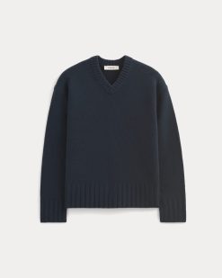 Alternative view of V-Neck Sweater in Extrafine Luxe Merino | Navy
