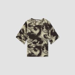 Alternative view of The Satin Relaxed Tee | Pale Yellow / Black
