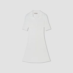 Alternative view of The Ribbed Short-Sleeve Polo Dress | White