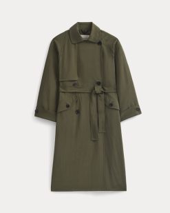 Alternative view of Drapey Twill Trench | Olive Night