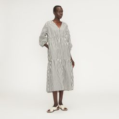 The Poplin Tiered Dress | Bone / Black