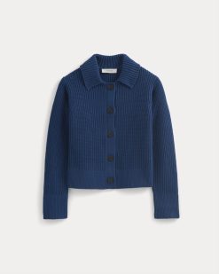 Alternative view of Shrunken Cardigan in Everyday Cotton | Estate Blue