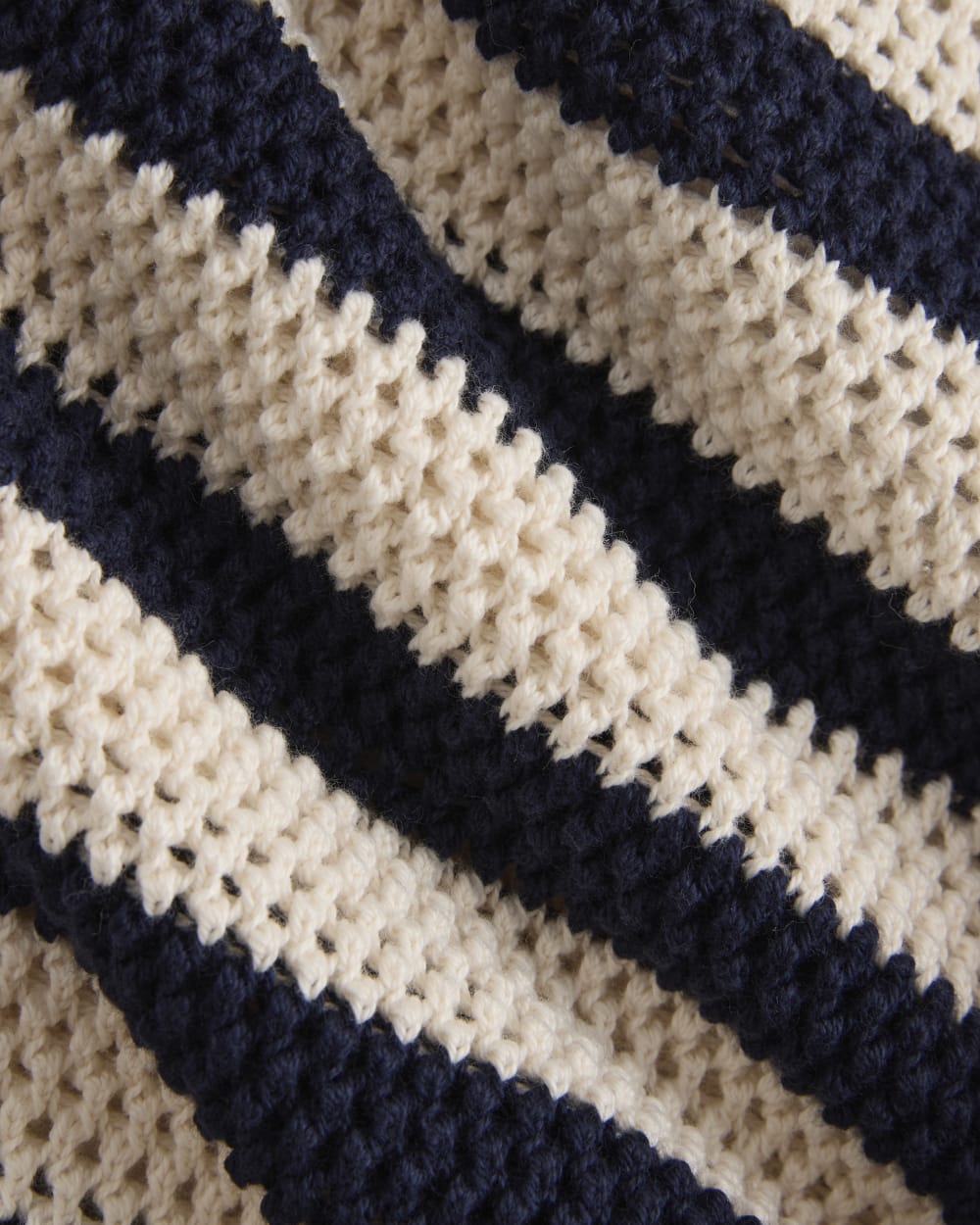 Open Knit Long-Sleeve Crew in Everyday Cotton | Canvas / Navy - Image 6