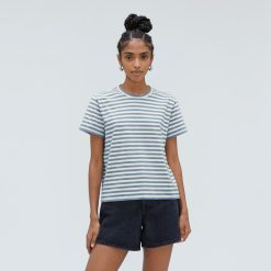 Alternative view of The Box-Cut Tee in Essential Cotton | Spring Lake / Canvas | No Pocket