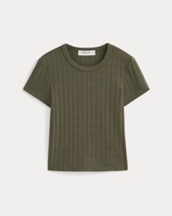 Alternative view of Cropped Crew in Pointelle | Olive Night