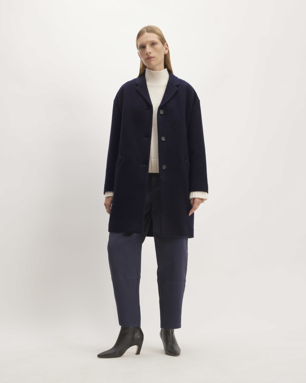 The Italian ReWool® Cocoon Coat | Navy - Image 3