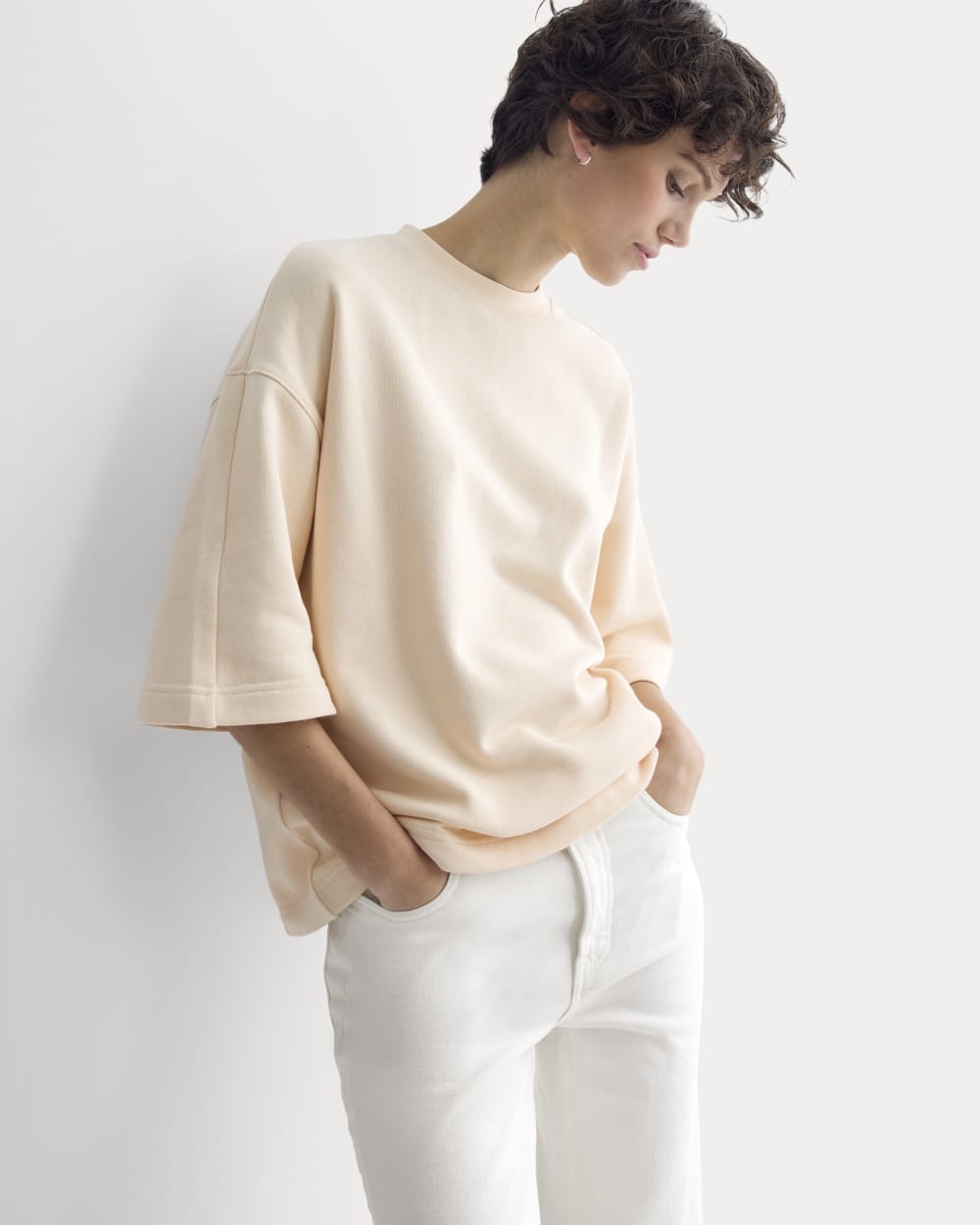 Lightweight Terry Oversized Tee | Parchment - Image 4
