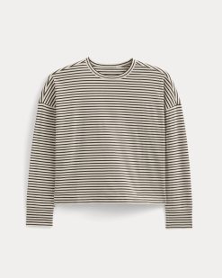 Alternative view of Oversized Boxy Crew in Essential Cotton | Bone / Pirate Black Stripe