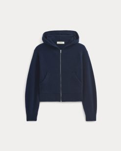 Alternative view of Full-Zip Hoodie in Wool Cashmere | Navy