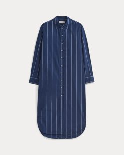 Alternative view of Midi Shirtdress in Ultrasoft Cotton | Estate Blue/Open Air/White