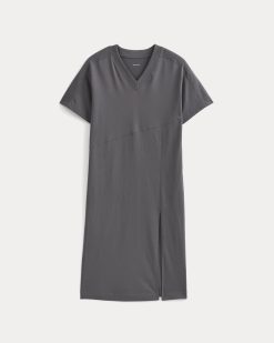 Alternative view of Weekend Tee Midi Dress | Charcoal Grey