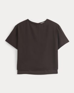 Alternative view of Drapey Crepe Top | Dark Chocolate