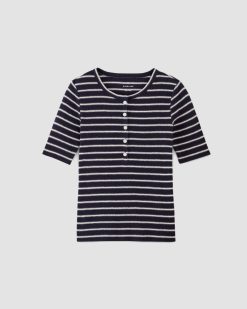 Alternative view of The Vintage Rib Henley | Navy / Bone