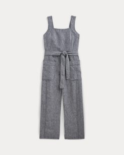 Alternative view of The Utility Coverall in Linen | Navy Chambray