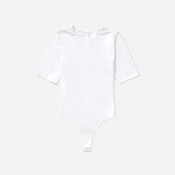 Alternative view of The Short-Sleeve Crew Neck Bodysuit | White | Thong