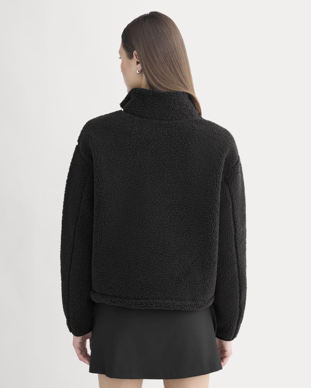 Reversible Teddy Half-Zip Pullover | Black - Image 5