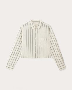 Alternative view of The Way-Short Shirt in Silky Cotton | Bone / Black