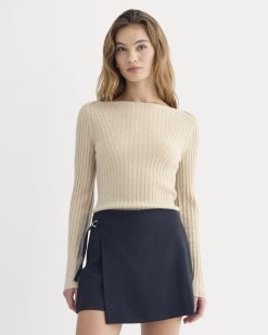 Cashmere Ribbed Boat-Neck Sweater | Heather Light Camel