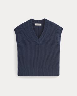Alternative view of Ribbed V-Neck Vest in Everyday Cotton | Navy