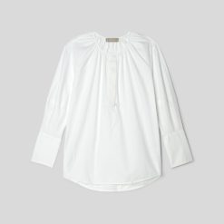 Alternative view of The Silky Cotton Balloon Sleeve Top | White