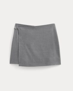 Alternative view of Wrap Mini Skort in Tailor Twill | Heather Graphite