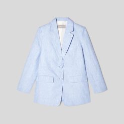 Alternative view of The Oversized Blazer in Linen | Light Blue