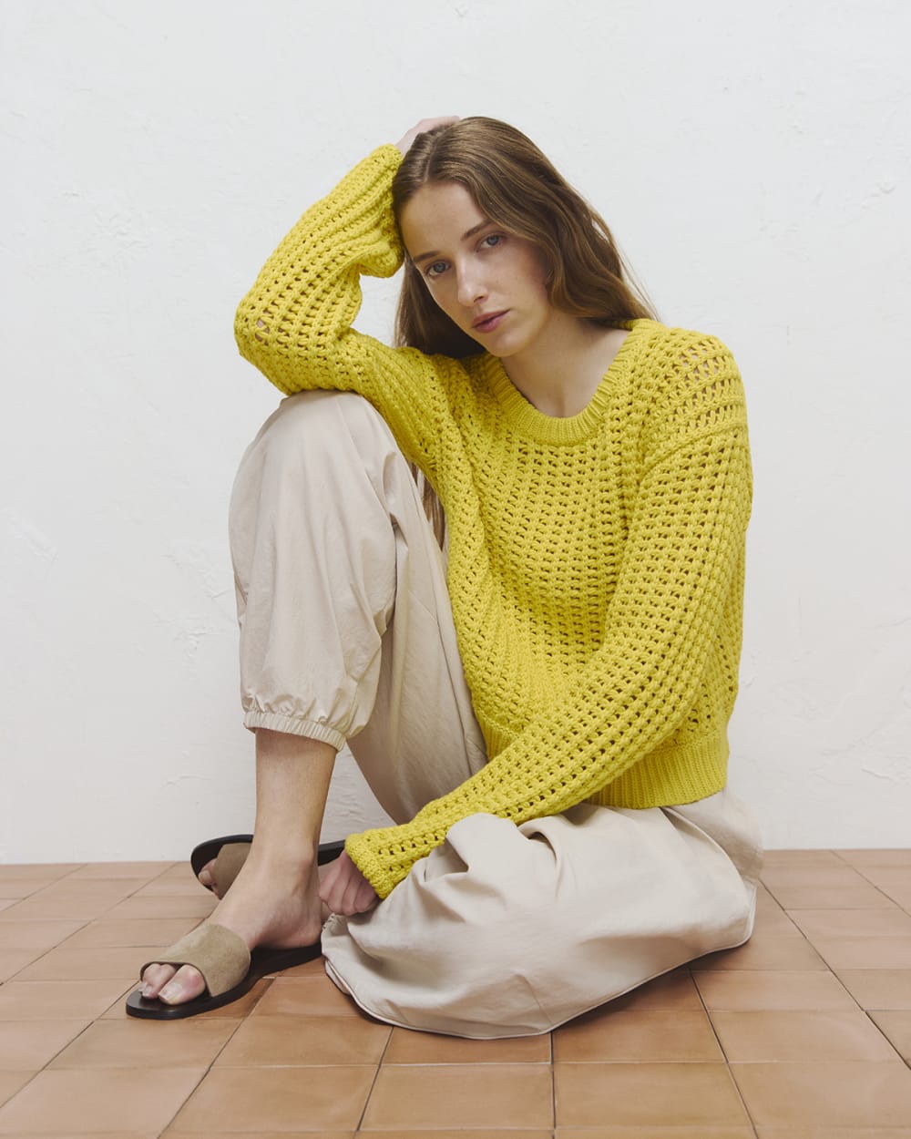 Open-Knit Crew in Elevated Cotton | Passion Fruit - Image 8