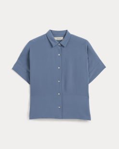 Alternative view of The Boxy Shirt in Washable Silk | French Blue