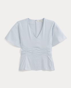 Alternative view of Cinched Top in Stretch Linen | Skywriting