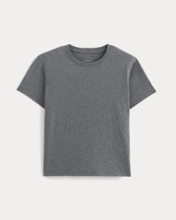 Alternative view of The Box-Cut Tee in Essential Cotton | Heathered Charcoal | No Pocket