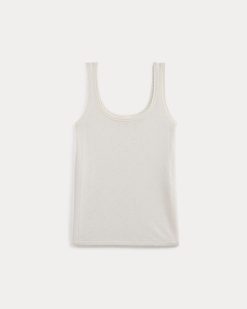Alternative view of Lace-Trimmed Tank in Fine Linen | Bone