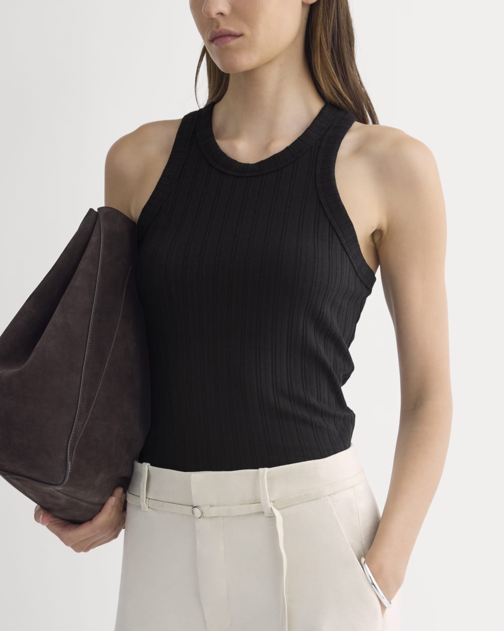 Racerback Tank in Pointelle | Black - Image 4