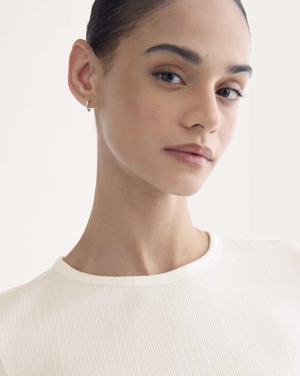 Lounge Rib Cropped Shirt | Bone - Image 4