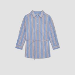 Alternative view of The Poplin Tie Back Shirt | Blue Opal / Cabernet / White