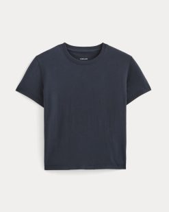 Alternative view of The Box-Cut Tee in Essential Cotton | Navy | No Pocket