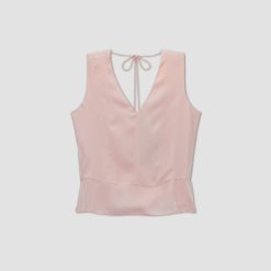 Alternative view of The Satin V-Neck Top | Petal Pink