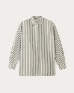 Alternative view of The Supima® Cotton Boyfriend Shirt | White / Moss Green
