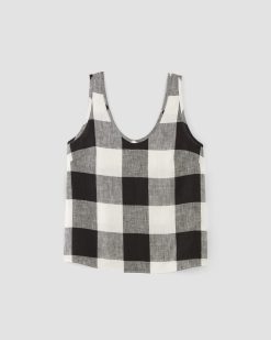 Alternative view of The Scoop Tank in Linen | Bone / Black Check