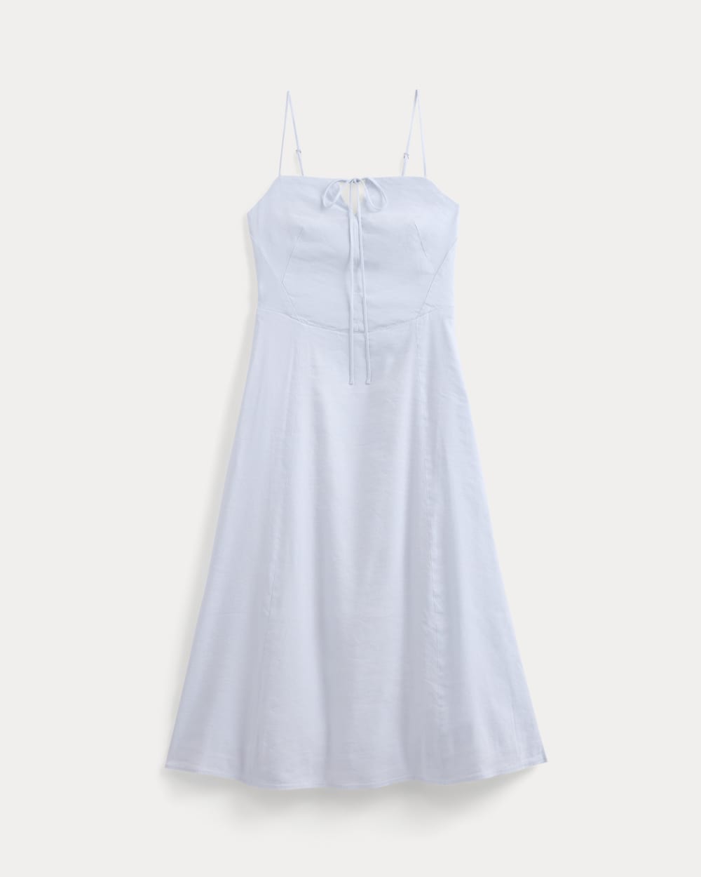Tie-Neck Dress in Stretch Linen | Skywriting - Image 2