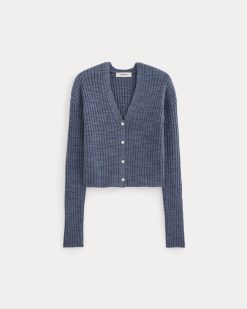 Alternative view of The Ribbed Cardigan in Cotton Linen | Indigo