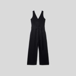 Alternative view of The City Stripe Draped Jumpsuit | Black