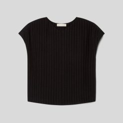 Alternative view of The City Stripe V-Neck Top | Black