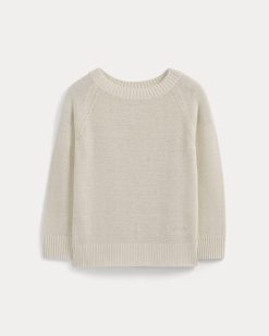 Alternative view of Wide-Neck Crew Sweater in Tape Yarn | Bone